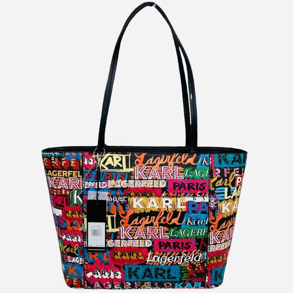Karl Lagerfeld Paris Graffiti Logo Tote Bag w/ Coin Purse – NWT – Large - Picture 2 of 12